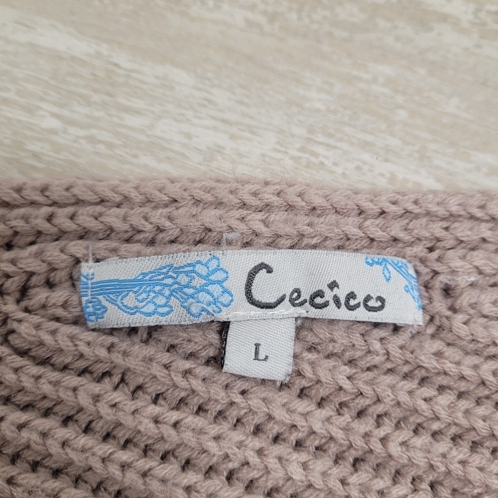 Cecico Knit Slouchy Off Shoulder Sweater sz L - Picture 2 of 6